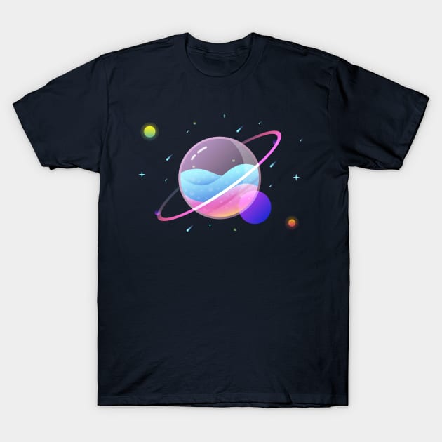 Glowy Glass Planet T-Shirt by lowercasev